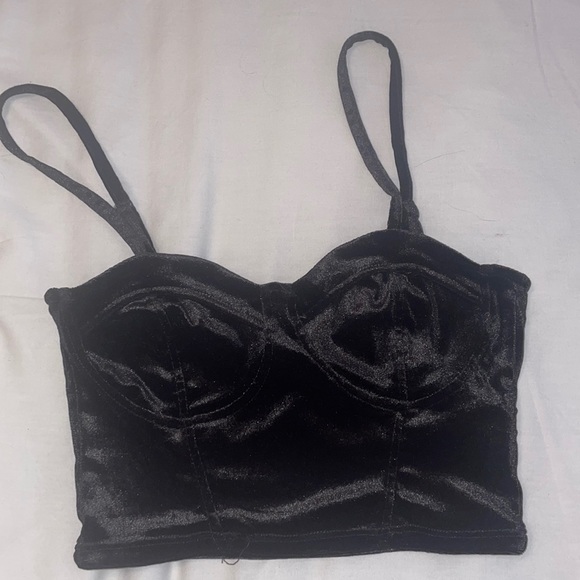 H&M Velour Corset-Style Top - Picture 2 of 6